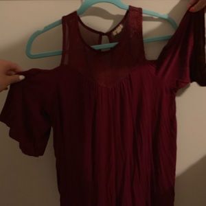 super cute mesh cold shoulder top
